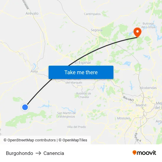 Burgohondo to Canencia map