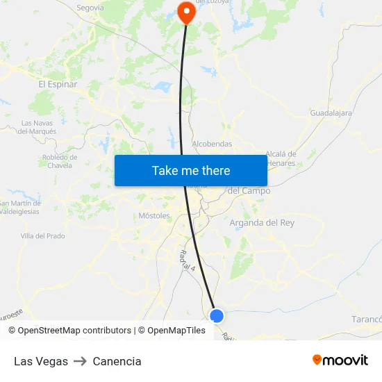 Las Vegas to Canencia map