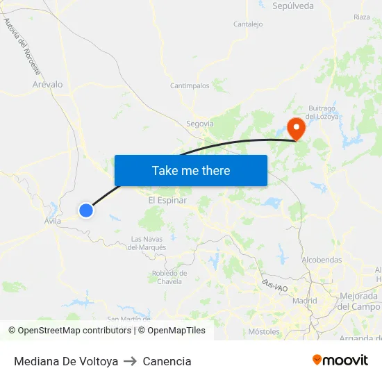 Mediana De Voltoya to Canencia map