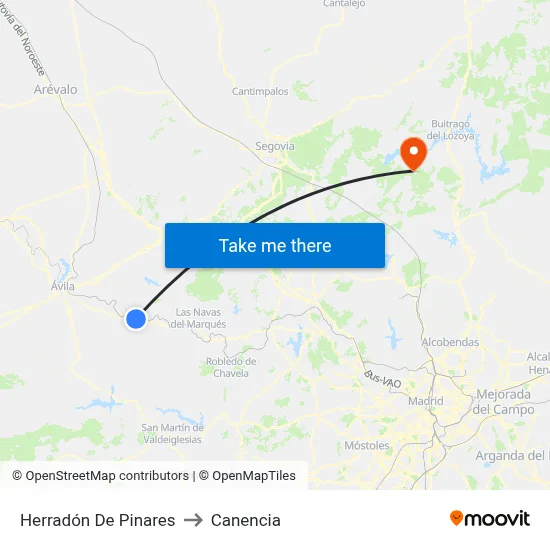 Herradón De Pinares to Canencia map