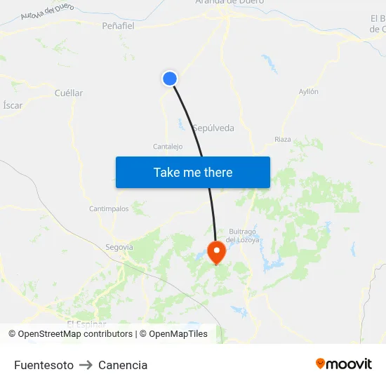 Fuentesoto to Canencia map