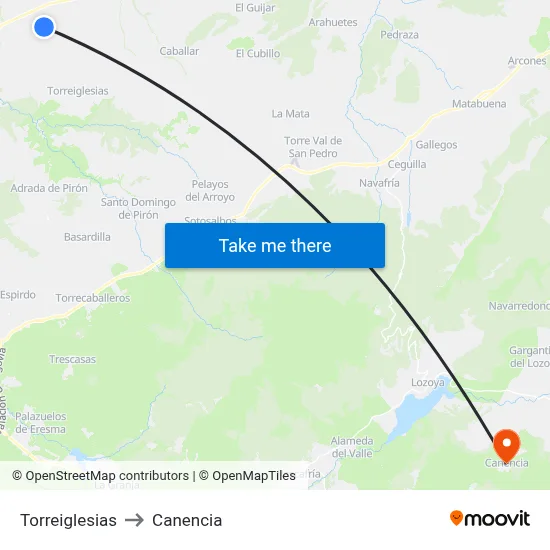 Torreiglesias to Canencia map