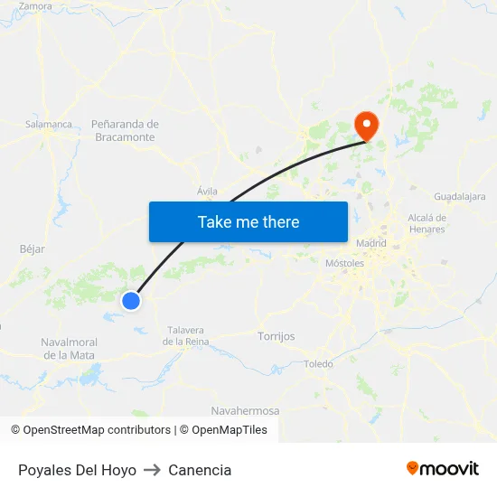 Poyales Del Hoyo to Canencia map