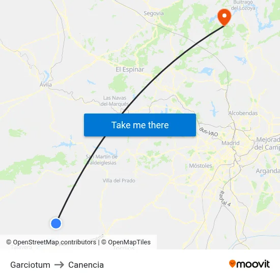 Garciotum to Canencia map