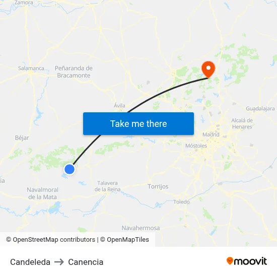 Candeleda to Canencia map