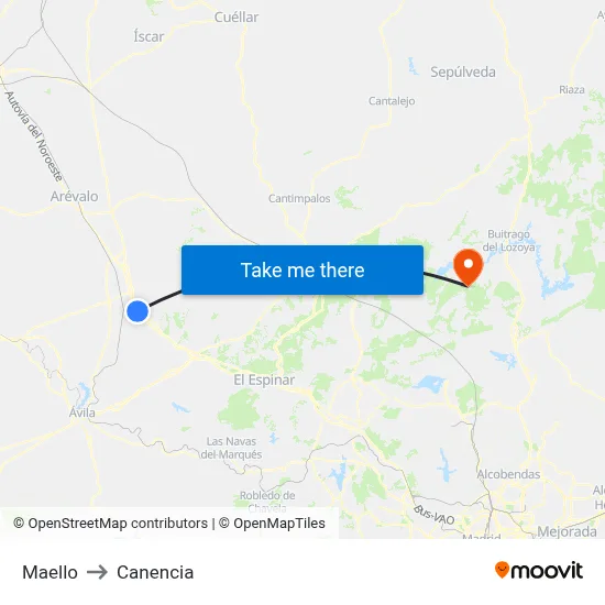Maello to Canencia map