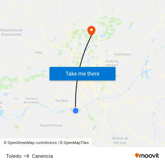 Toledo to Canencia map