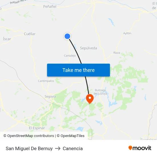 San Miguel De Bernuy to Canencia map