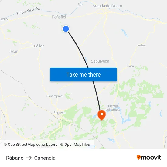 Rábano to Canencia map