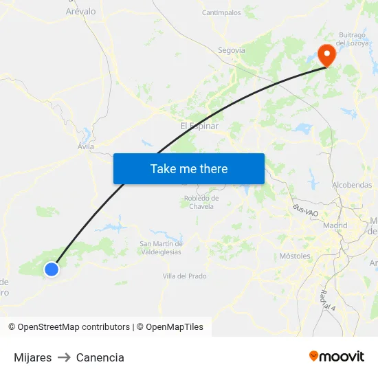 Mijares to Canencia map