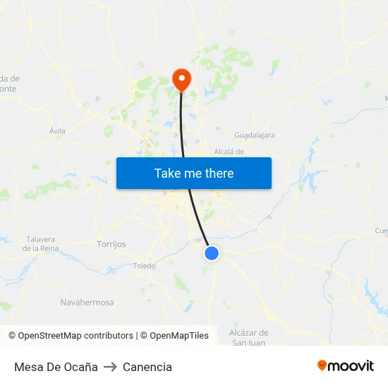 Mesa De Ocaña to Canencia map