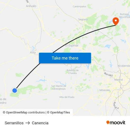 Serranillos to Canencia map