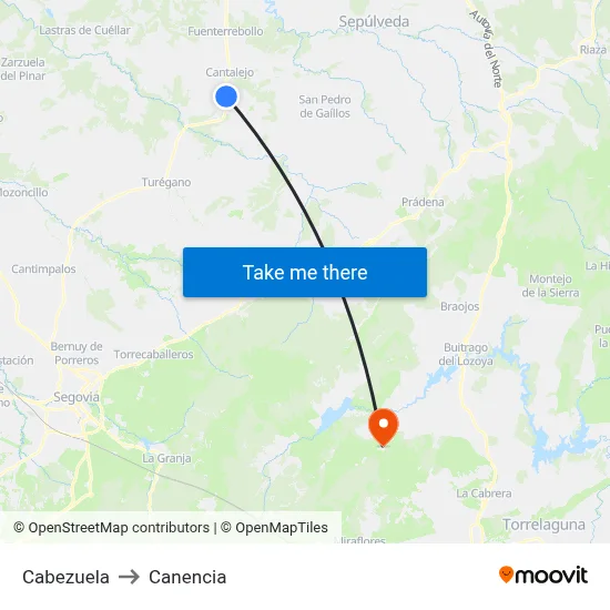 Cabezuela to Canencia map
