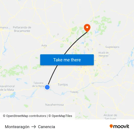 Montearagón to Canencia map
