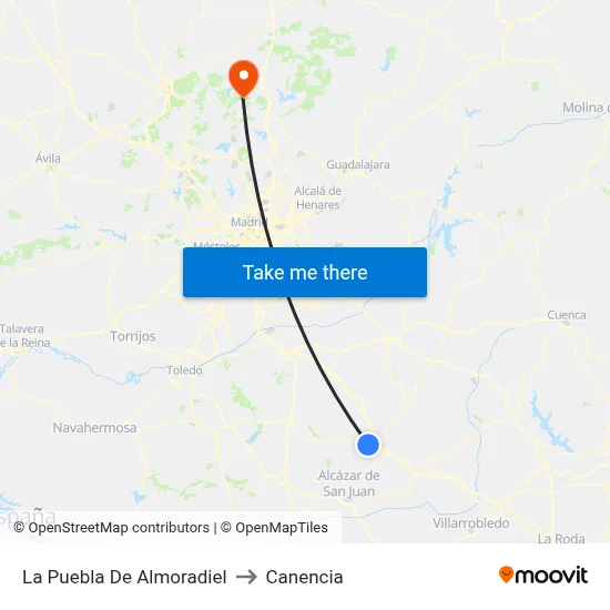 La Puebla De Almoradiel to Canencia map