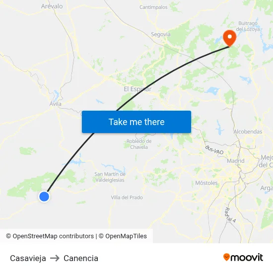 Casavieja to Canencia map