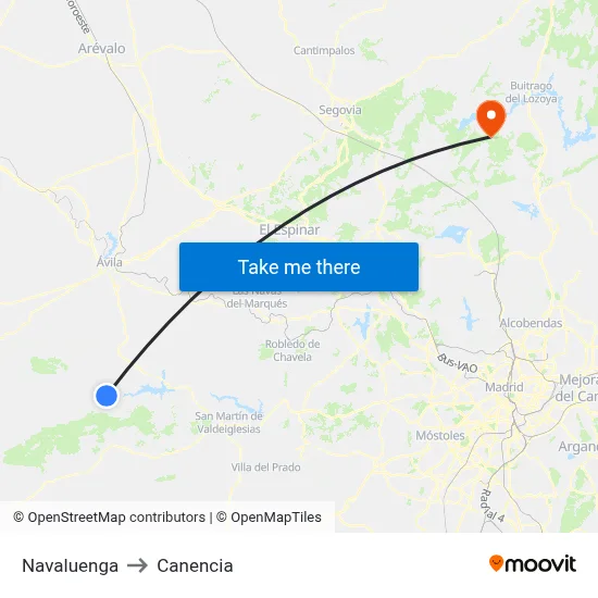 Navaluenga to Canencia map
