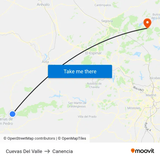 Cuevas Del Valle to Canencia map