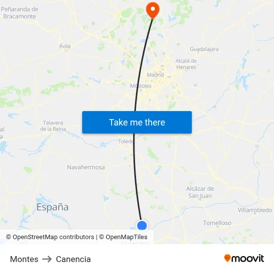 Montes to Canencia map