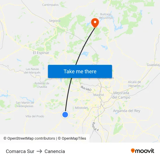 Comarca Sur to Canencia map