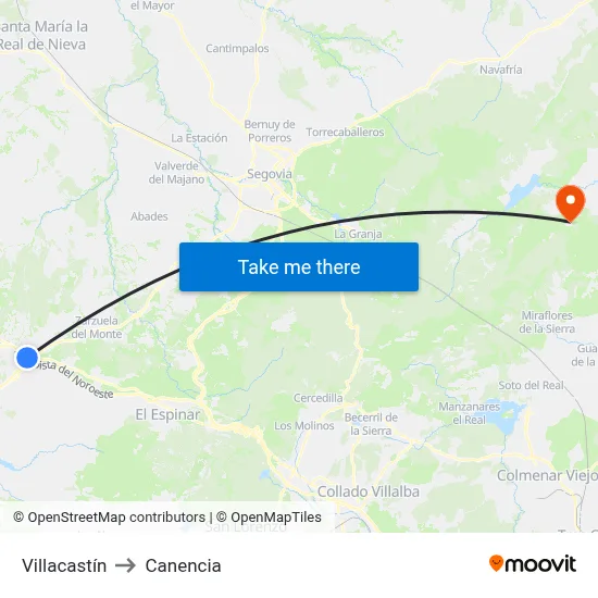 Villacastín to Canencia map
