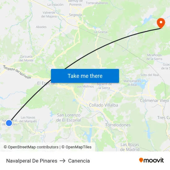 Navalperal De Pinares to Canencia map