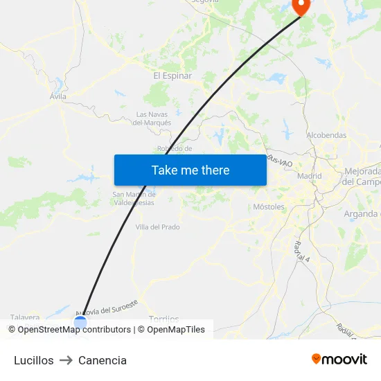 Lucillos to Canencia map