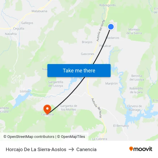 Horcajo De La Sierra-Aoslos to Canencia map