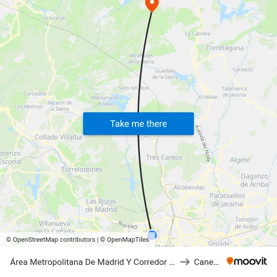 Área Metropolitana De Madrid Y Corredor Del Henares to Canencia map