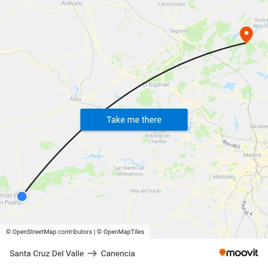 Santa Cruz Del Valle to Canencia map