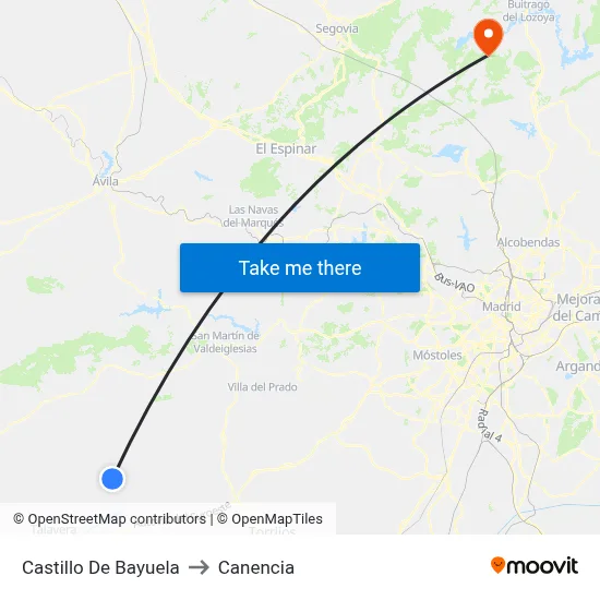 Castillo De Bayuela to Canencia map