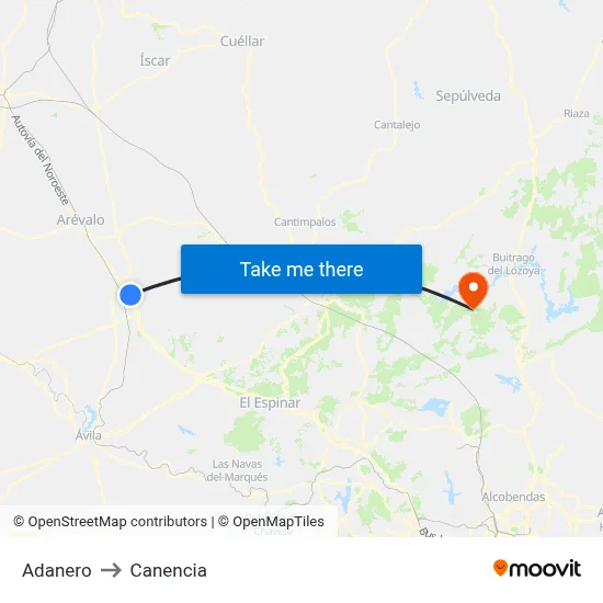 Adanero to Canencia map