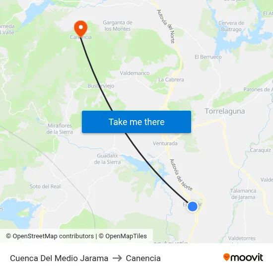 Cuenca Del Medio Jarama to Canencia map