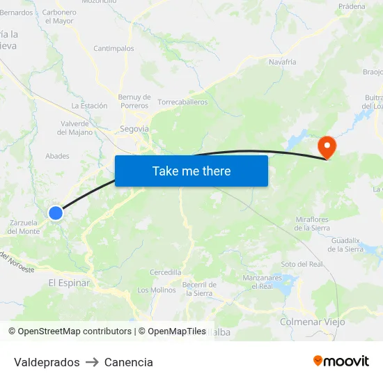 Valdeprados to Canencia map