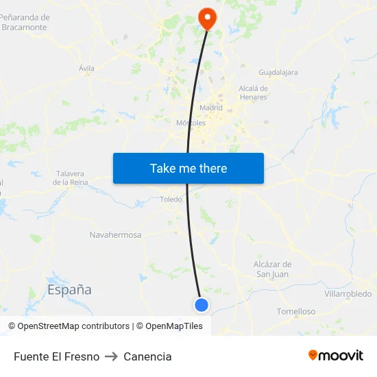 Fuente El Fresno to Canencia map