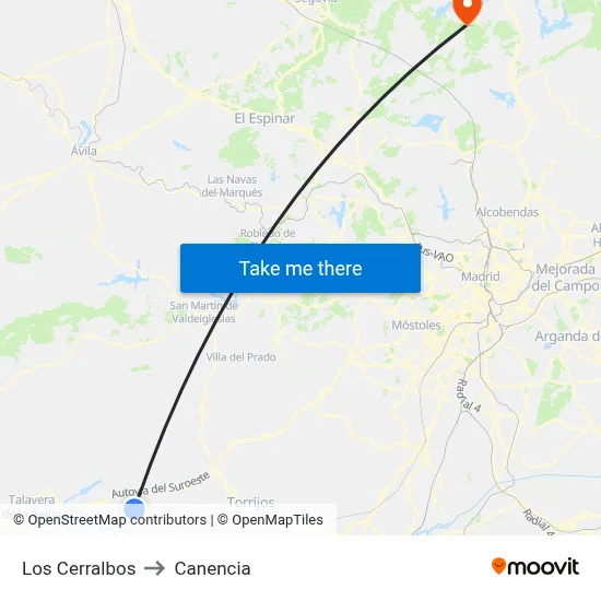 Los Cerralbos to Canencia map