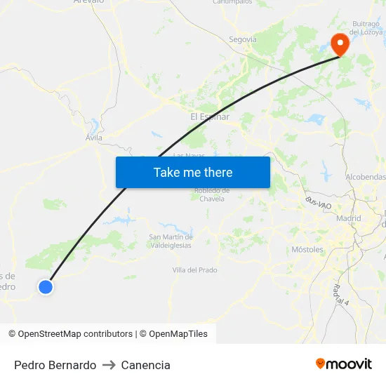 Pedro Bernardo to Canencia map