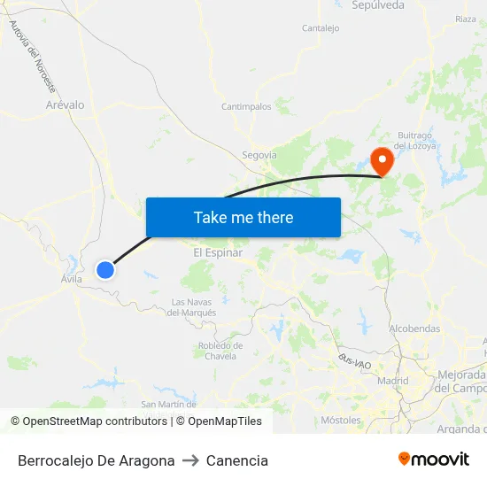 Berrocalejo De Aragona to Canencia map