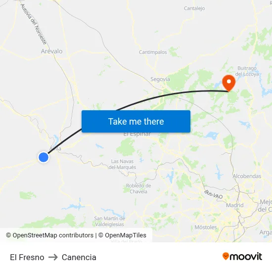El Fresno to Canencia map
