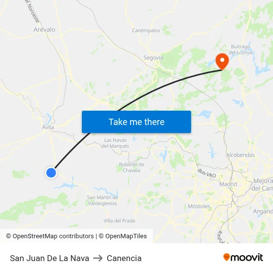 San Juan De La Nava to Canencia map