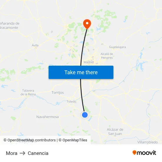 Mora to Canencia map