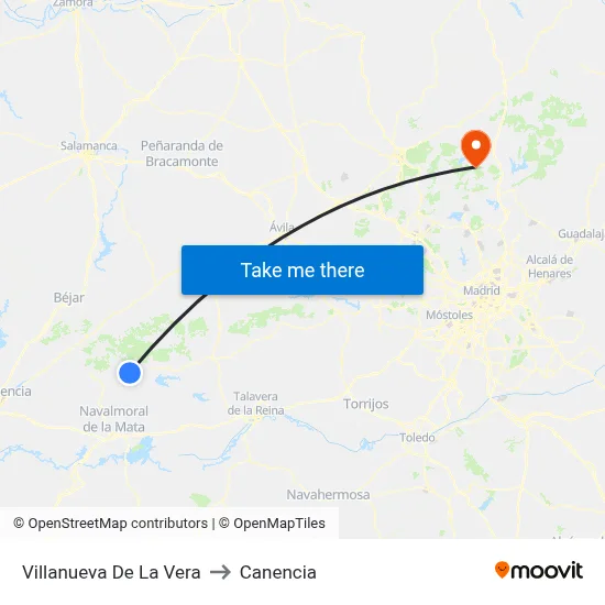 Villanueva De La Vera to Canencia map
