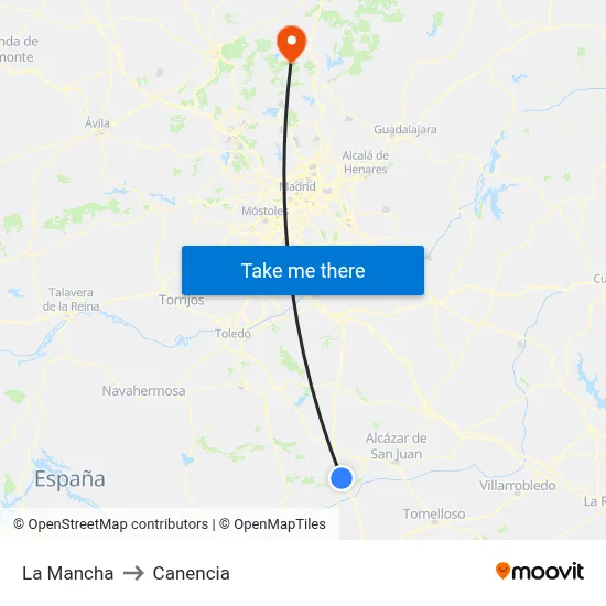 La Mancha to Canencia map