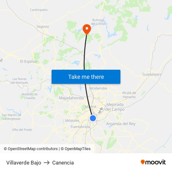 Villaverde Bajo to Canencia map