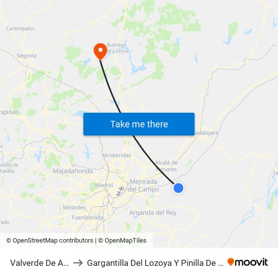 Valverde De Alcalá to Gargantilla Del Lozoya Y Pinilla De Buitrago map