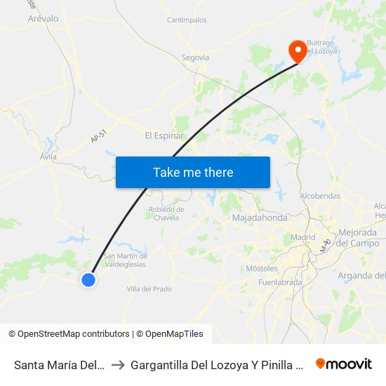 Santa María Del Tiétar to Gargantilla Del Lozoya Y Pinilla De Buitrago map