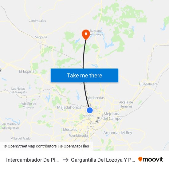 Intercambiador De Plaza De Castilla to Gargantilla Del Lozoya Y Pinilla De Buitrago map
