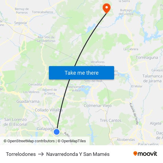 Torrelodones to Navarredonda Y San Mamés map