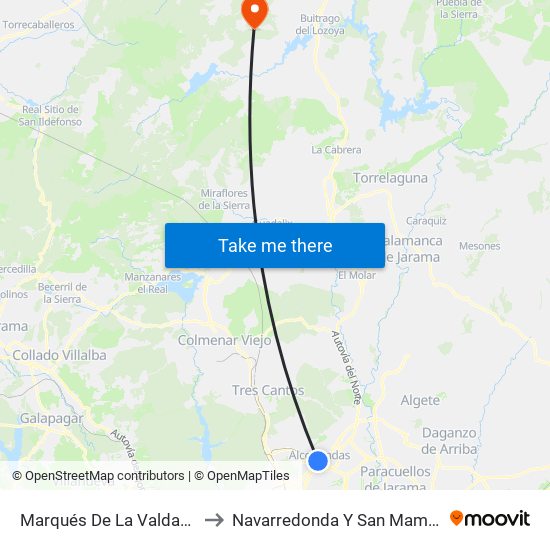 Marqués De La Valdavia to Navarredonda Y San Mamés map