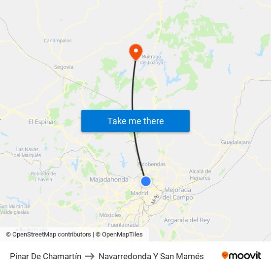 Pinar De Chamartín to Navarredonda Y San Mamés map